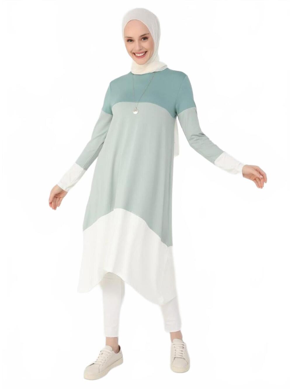 Women’s Mint & White Colorblock Longline Tunic Dress, Size 6